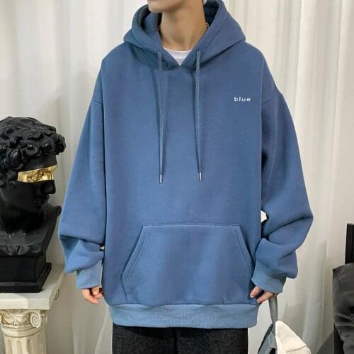 Men Embroidery Fleece Hooded Hoodies 2020 Mens Oversized Korean Harajuku Sweatshirts 7 Colors Black Oversized Hoodie