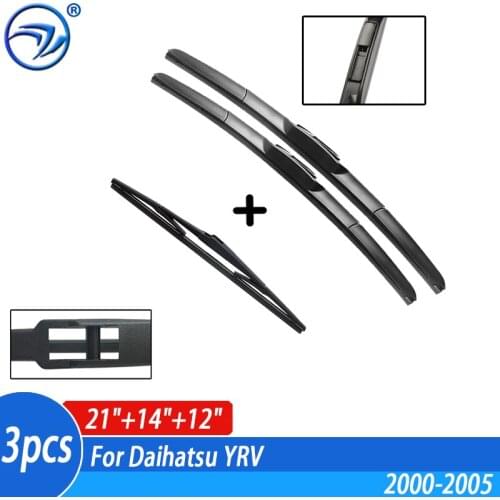 Wiper Front & Rear Wiper Blades Set Kit For Daihatsu YRV 2000 - 2005 2004 2003 2002 2001 Windshield Windscreen 21"14"12"