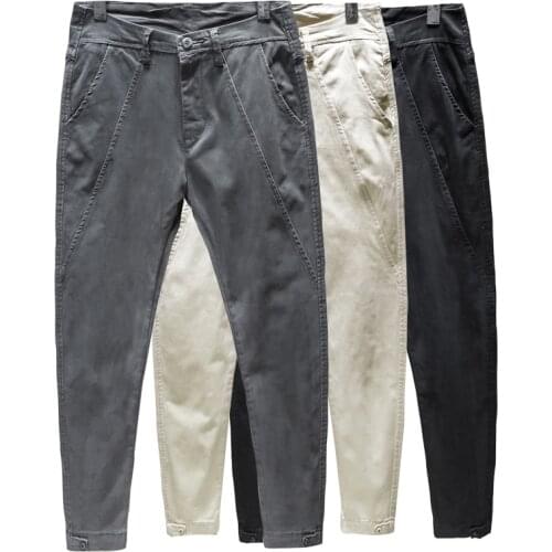 Autumn 3 Color Comfortable Cotton Fashion Design Slim Tailoring Mens Harem Pants Mens Cotton Casual Office Trousers