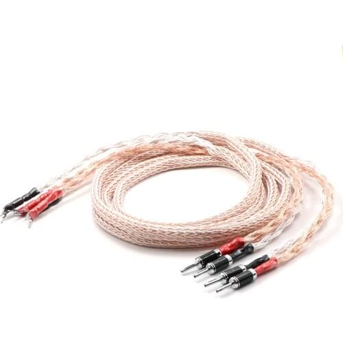 Pair 12TC twist Speaker Cable OCC Copper Audiophile speaker cable HIFI Banana to spade loudspeaker cable