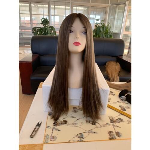 Tsingtaowigs Custom made European virgin hair unprocessed hair 24inch Straight jewish wig Best Sheitels wigs free shipping