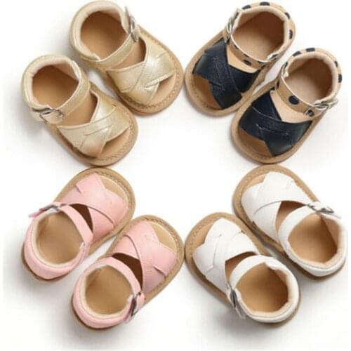 Newborn Infant Baby Girls Sandals Prewalker Non-slip Leather Shoes BUCKLE
