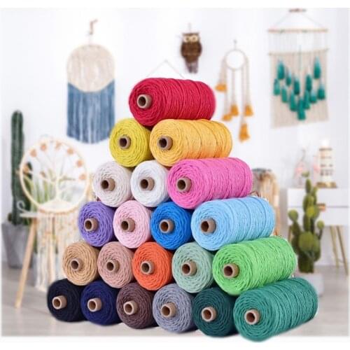 100% Cotton Cord Colorful Cord Rope 3mm Beige Twisted Craft Macrame String DIY Home Textile Wedding Decorative supply 110yards