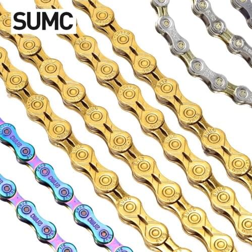 SUMC 8/9/10/11/12 Speed Bicycle Chain Mountain Road Bike Hollow Semi-Hollow Rainbow Magic Chain Link 116/126L Oil Slick