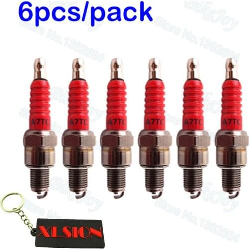 6 pcs/pack A7TC Spark Plug For 50 70cc 90cc 110cc 125cc 140cc 150cc 160cc Pit Dirt Bikes ATV Quad Moped Buggy Scooter Motorcycle