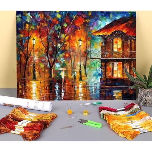 Rain Energy Printed Fabric 11CT Cross-Stitch DIY Embroidery Set DMC Threads Craft Sewing Handmade Needlework Wholesale Package