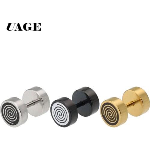 UAGE 2 Piece Fashion Punk Blue Stainless Steel Screw Nail Stud Earrings Brincos For Men Women Gift Simple Piercing Jewelry