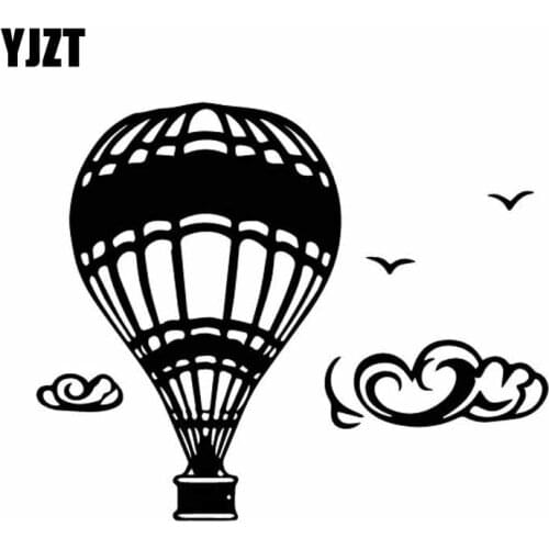 YJZT 18CM*14.8CM Good Decorative Hot Air Balloon Birds And Clouds Advanced Vinyl Decal Cool Car Sticker Black/Silver C27-1090