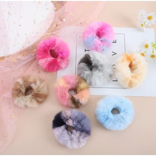 Cute Girl Stretch Faux Rabbit Fur Hair Tie Hair Rope Ponytail Stretch Plush Hair Tie Hair Accessories Womens Hair Tie