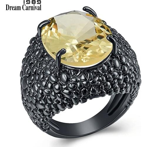 DreamCarnival 1989 Big Black Lizard CZ Rings for Women Cool Dazzling Engagement Jewelry Fine Cut Zircon Fashion 2020 Hot WA11870