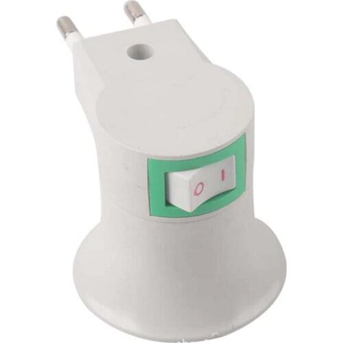 1pc E27 EU switch LED Light Bulb Lamp Base Holder control plug adapter with power on-off Screw Socket Adapter Home use