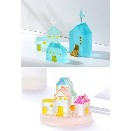 12 Pcs/Set Sky Clouds Small House Micro Landscape Decorations Epoxy Resin Mold DIY Miniature Ornaments Silicone Mould