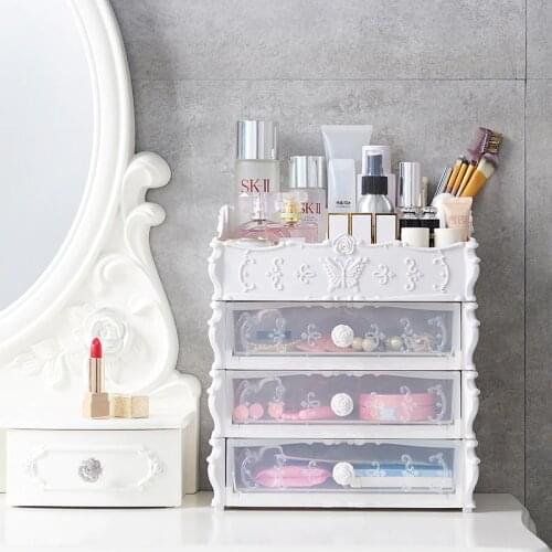 2018 New Makeup Organizer Plastic Storage Box Drawer Desktop Dressing Table cosmetic case Nail Polish Lipstick holder save space