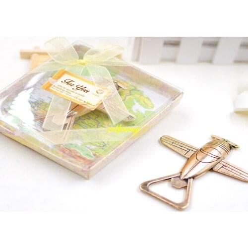 50pcs/lot Fast shipping Antique Airplane Bottle Opener Wedding Favors Party Gifts Rustic Wedding Souvenirs For guests