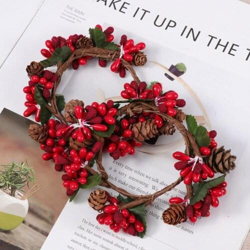 6Pcs Inner Diameter 7cm Simulation Small Berry Bouquet DIY Tourism Lovely Flowers Garland Decorative Material Grains(Re