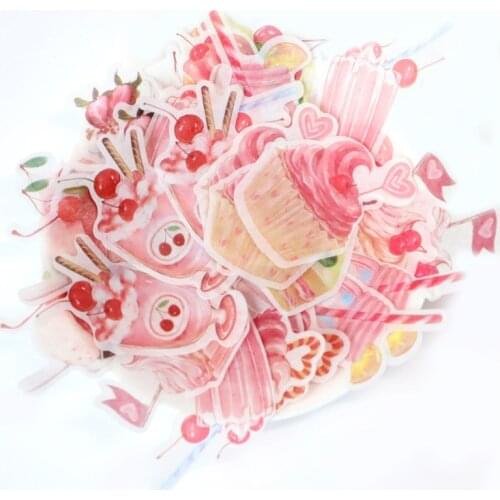 6 Style Choose 45 pcs /Pack Pink Princess Style Cherry Cakes Girls Stickers DIY Decorative Sealing Paste Stick Label