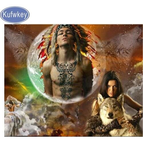 Diamond Painting Indian Man and Women ,3d pictures,full square Rhinestone DIY Diamond Embroidery mosaic wolf Cross Stitch,decor