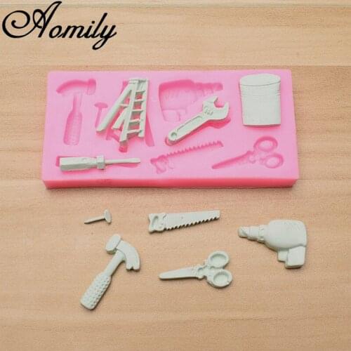 Aomily DIY Repair Electric Drill Screwdriver Ladder Silicone Cake Fondant Chocolate Cookies Mould DIY Cake Baking Clay Soap Mold