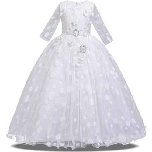 White Children Princess Birthday Party Prom Wedding Bridesmaid Evening Infant Long Summer Dress Gown Vestidos Baby Girls Clothes