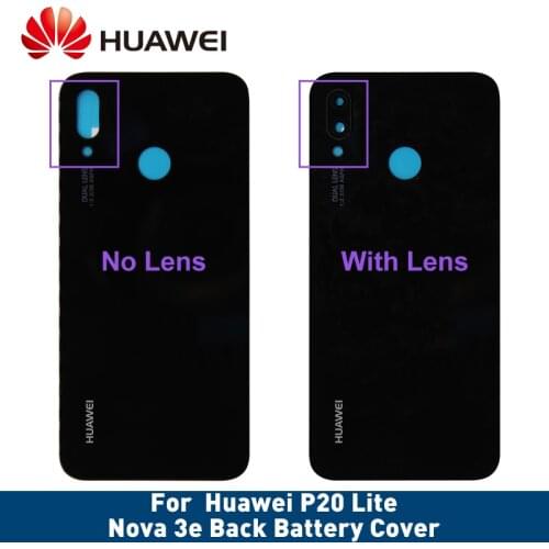 Cover For Huawei P20 Lite Battery Cover + Camera Glass Lens For Huawei nova 3e Back Door Replacement Parts