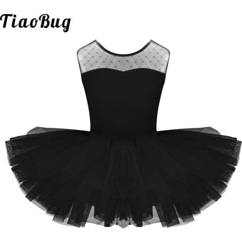Girls Tutu Ballet Dress Ballerina Sleeveless Cotton Ballet Dance Leotard Dress For Kids