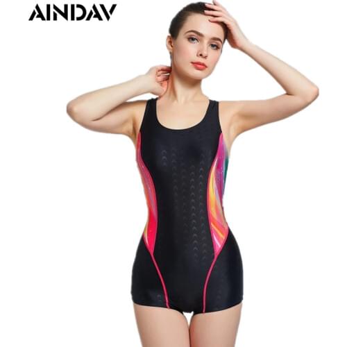 Breathable Swimming Suit for Women Swimsuit Sports One Piece Bathing Suit Swimwear Women Padded Bodysuit with Boxer Shorts