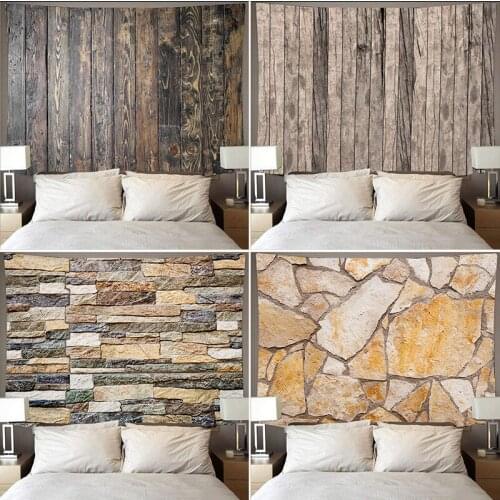 Aggcual Wood plank texture tapestry wall hanging stone background cloth beach blanket deco living room home Beach mat mural tap3