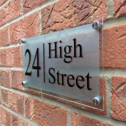 Customized/Personalized Modern Clear Acrylic House Signs Door Plates Plaques With Frosted Film