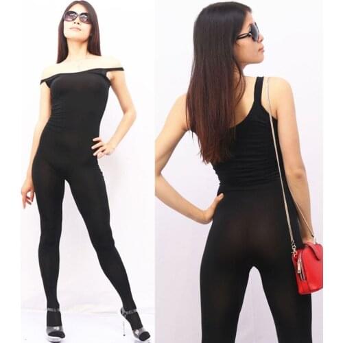 XL Plus Size Spaghetti Strap Bodystocking Sexy Hot Erotic Babydoll Sexy Black Bodysuits Body Mujer Wetlook Transparent One Piece