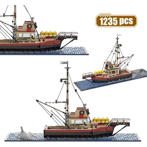 MOC Ship Series Building Blocks Fishing Boat Sea Vehicles Bricks Model DIY Assembly Toys For Adult Childrens Kids Christmas Gift