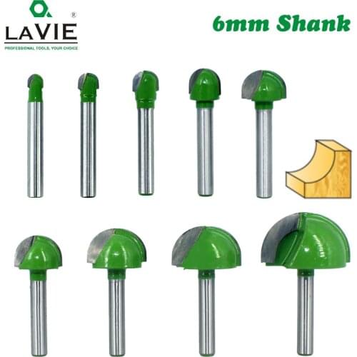 LA VIE 5pcs or 4pcs 6mm Shank Ball Nose Router Bits Set End Mill Round Cove Box Solid Carbide CNC Radius Core Milling Bit MC0602