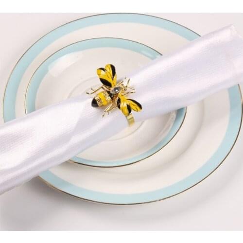 Napkin Rings Set of 6, Bee Metal Napkin Rings Tablecloth Accessories, Dinning Table Setting Gold Napkin Buckle Napkin Ho
