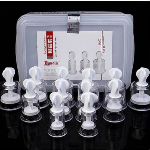 Hand-twist vacuum Cupping set 12 pcs household acupuncture points massage vacuum cup 12 cans suction weight loss free shipping