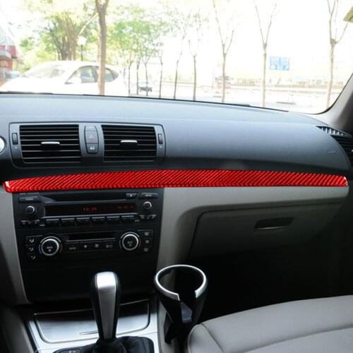 For 1 Series E81 E82 E87 E88 2008-2013 Co-Pilot Dashboard Trim Strips Interiors Styling Car Accessories Carbon Fiber Stickers