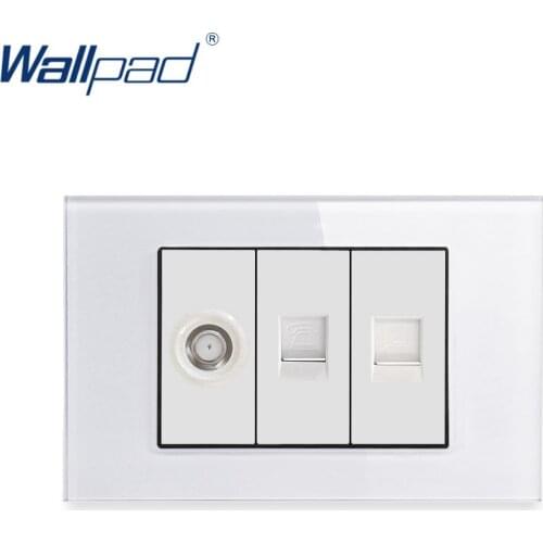 SAT TEL DATA RJ45 Socket Wallpad Luxury Tempered Glass Panel Electric Wall Socket Weak Electricity Outlets For Home