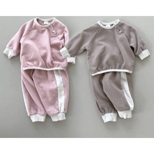2021 New Baby Casual Sweatshirt Suit Autumn Long Sleeve Tops + Pants Children 2pcs Set Baby Clothes Set Cotton Sportswear Suit