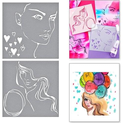 2021 New Girl Face Pattern Plastic Stencil For DIY Making Background Card Paper Album Scrapbooking No Metal Cutting Dies Stamps