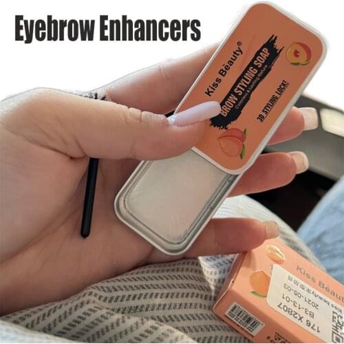 Pink Eyebrow Soap Wax With Trimmer Fluffy Feathery Eyebrows Pomade Gel For Eyebrow Styling Makeup Soap Brow Sculpt Lift 10g/box
