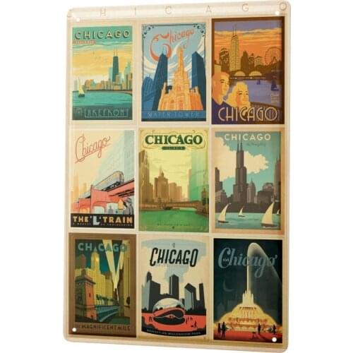 SINCE 2004 Tin Sign Metal Plate Decorative Sign Home Decor Plaques Deco City Chicago Overview Attractions 8X12