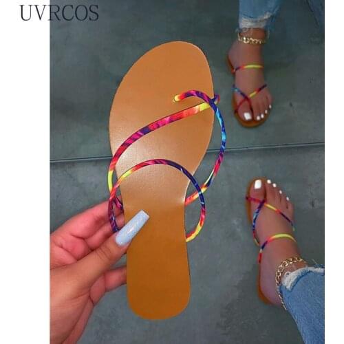 Summer Ladies Slippers New Fashion Flat Bottom Flip Flops Open Toe Outdoor Beach Sandals Roman Style Color Sandals and Slippers