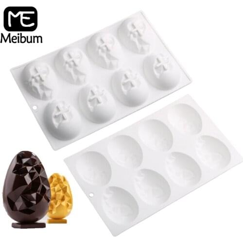 Meibum Easter Egg with Diamond Pattern Silicone Cake Molds Chocolate Moulds Mousse Pastry Baking Tools Kitchen Dessert Bakeware