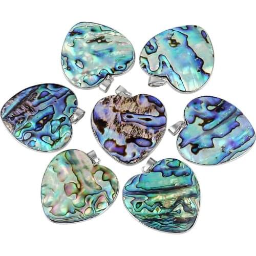 SUNYIK Heart Natural Abalone Shell Pendant Charm Fit Necklace