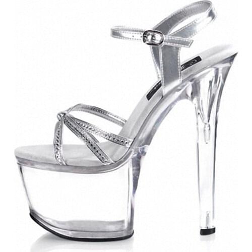 Small S Roman high-heeled peep-toe crystal personality waterproof performance shoes/sandals 17 cm Dance Shoes