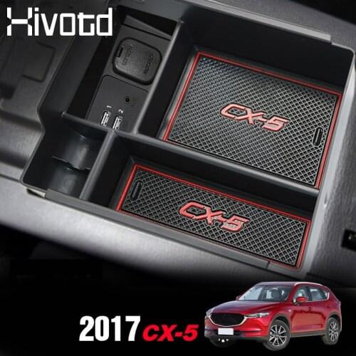 Hivotd For Mazda CX-5 2017 2018 2019 Car Central Armrest Storage Box Inner Organizer Tray Holder Interior Accessories Styling