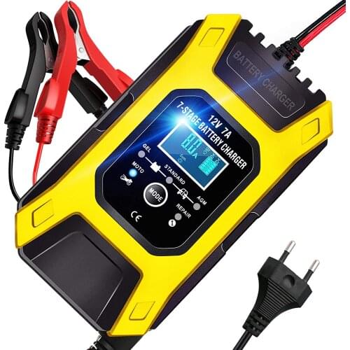 FOXSUR 7A 12V 7-Stage AutomaticCar Motorcycle Charger ,Pulse Repair Deep cycle EFB GEL WET AGM Car Motorcycle Battery Charger