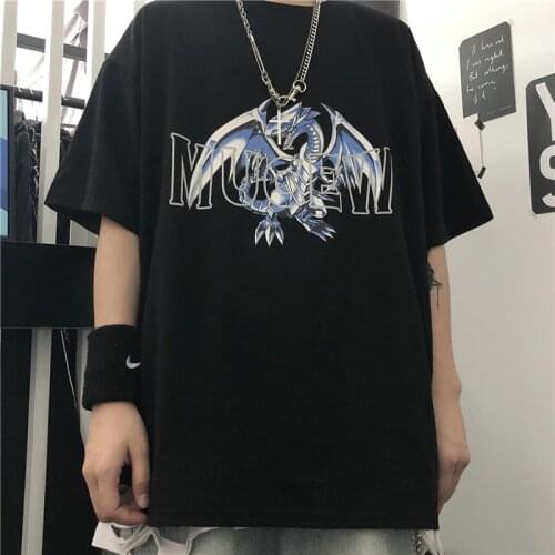 Anime Goth Cartoon Graphic Print Punk Women T-Shirt Korean Styles Clothes Plus Size Loose Short Sleeve Vintage Dropshipping Tops