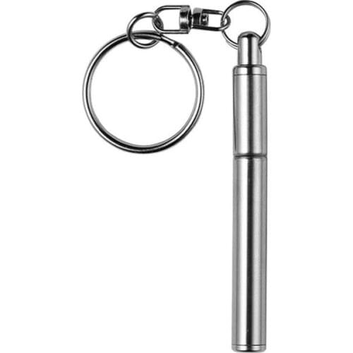 1Pc Mini Metal Keychain Portable Stainless Steel Retractable Pen Keyring Retractable Pen Tool Fountain Pen Ballpoint Pen Keyring