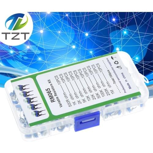 100Pcs/Box RM065 Carbon Film Horizontal Trimpot Potentiometer Assortment Kit 10 Values Variable Resistor 500R - 1M