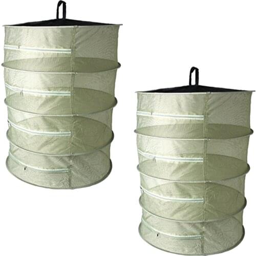 2pcs Hanging Dry Rack 4/8 Tier Hydroponic Grow Tent Herb Bud Plant Drying Net