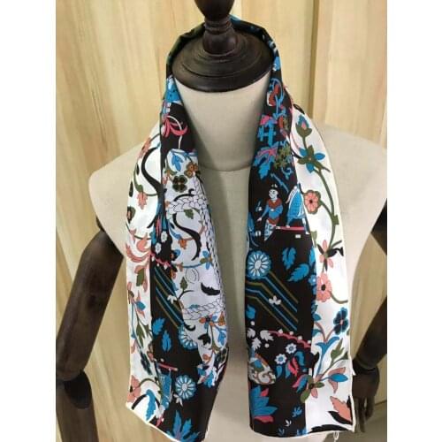 2021 new arrival spring summer tree design 100% pure silk scarf twill hand made roll 90*90 cm shawl wrap for women lady